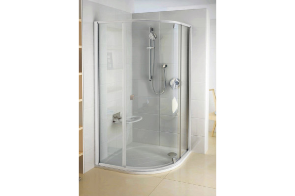 Душевой уголок Ravak PSKK3-100 Transparent белый четверть круга, двери распашные
