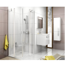 Душевой уголок Ravak Chrome CSKK4-80 Transparent, белый профиль, четверть круга, двери распашные