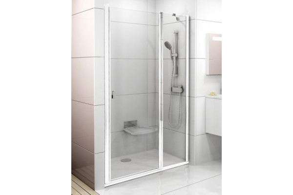Душевая дверь в нишу Ravak Chrome CSD2-100 Transparent профиль белый распашная, стекло прозрачное