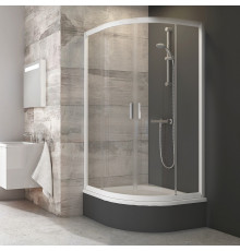 Душевой уголок Ravak BLCP4-80 Sabina Transparent, профиль белый, четверть круга, двери раздвижные