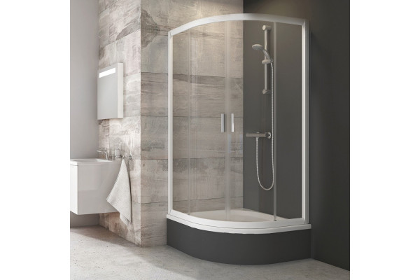 Душевой уголок Ravak BLCP4-90 Sabina Transparent, профиль белый, четверть круга, двери раздвижные