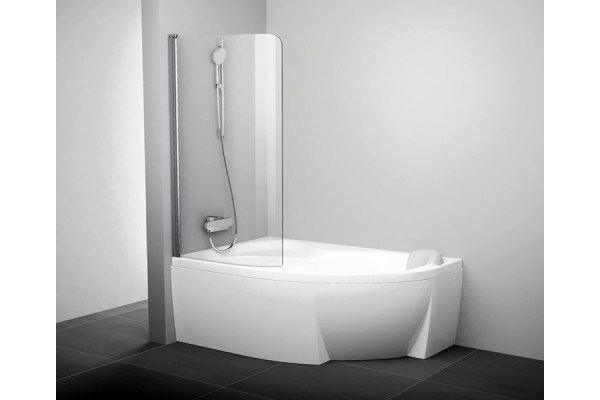 Шторка на ванну Ravak Rosa CVSK1 160/170 L Transparent, профиль сатин, распашная, стекло прозрачное