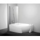 Шторка на ванну Ravak Rosa CVSK1 160/170 L Transparent, профиль сатин, распашная, стекло прозрачное