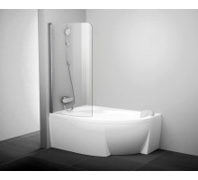 Шторка на ванну Ravak Rosa CVSK1 140/150 L Transparent, профиль сатин, распашная, стекло прозрачное