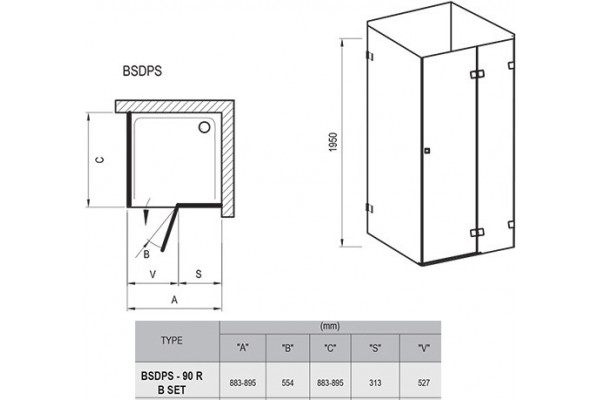 Душевой уголок Ravak Brilliant BSDSP + B SET R Transparent квадратный, двери распашные
