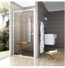 Душевая дверь в нишу Ravak PDOP2-110 Transparent, профиль и ручки белые, распашная, стекло прозрачное
