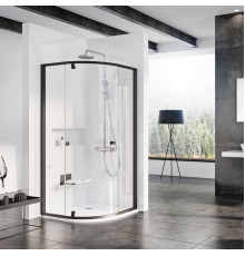 Душевой уголок Ravak PSKK3-90 Transparent, профиль черный, четверть круга, двери распашные