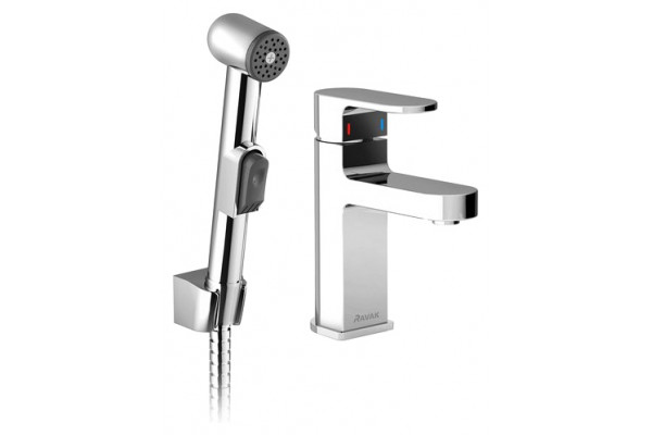 Смеситель Ravak Chrome CR 112.00 для раковины с гигиеническим душем, однорычажный, хром