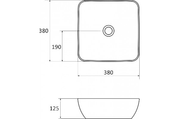 Рукомойник Ravak Uni 380 B Slim квадратная, цвет белый, на столешницу