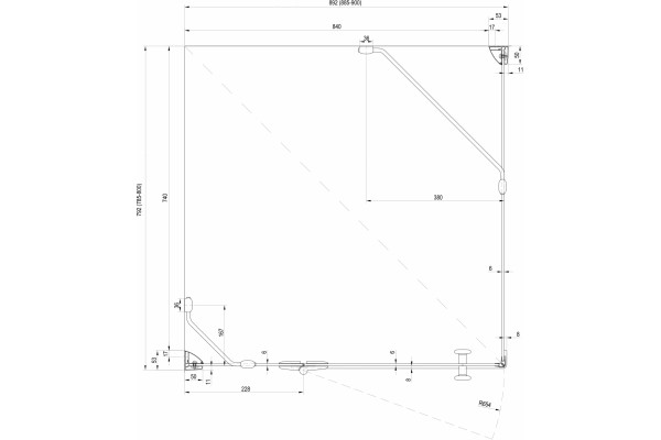 Душевой уголок Ravak SMSD2 90х80 B L Transparent, профиль хром, двери распашные, стекло прозрачное