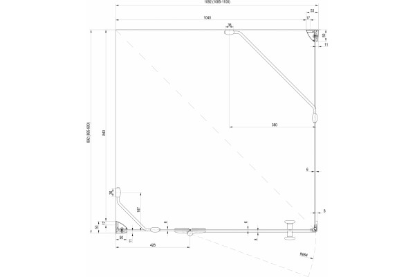Душевой уголок Ravak SMSD2 110х90 B L Transparent, профиль хром, двери распашные, стекло прозрачное
