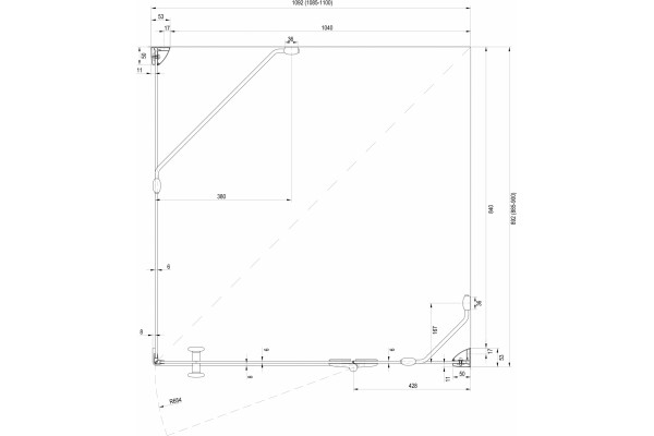 Душевой уголок Ravak SMSD2 110х90 B R Transparent, профиль хром, двери распашные, стекло прозрачное