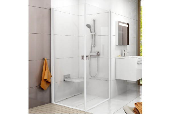Душевой уголок Ravak CRV1-80+CRV1-100 Transparent, профиль белый, прямоугольный, двери распашные