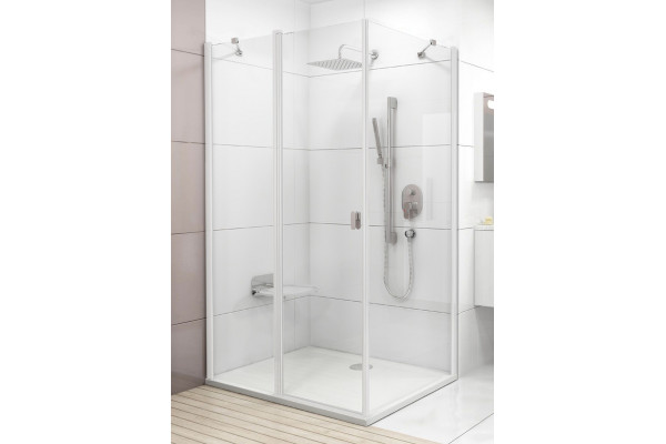 Душевой уголок Ravak CRV2-110+CPS-100 Transparent, профиль белый, прямоугольный, двери распашные