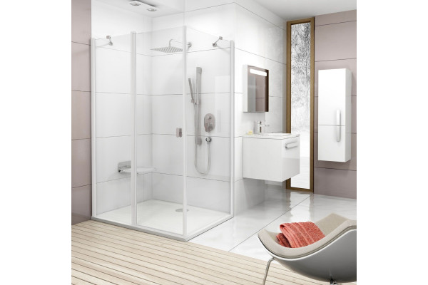 Душевой уголок Ravak CRV2-120+CPS-100 Transparent, профиль белый, прямоугольный, двери распашные