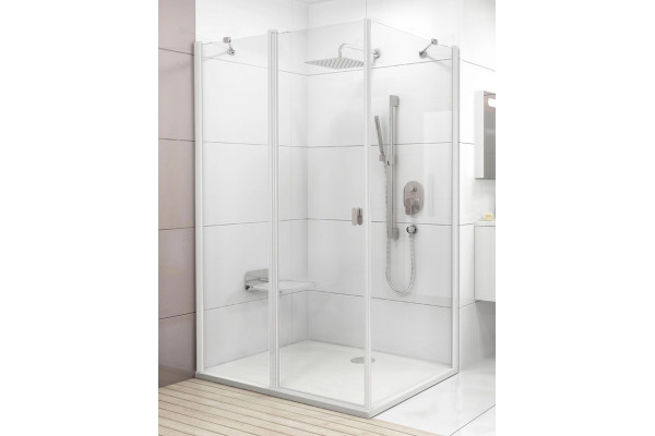 Душевой уголок Ravak CRV2-120+CPS-100 Transparent, профиль белый, прямоугольный, двери распашные