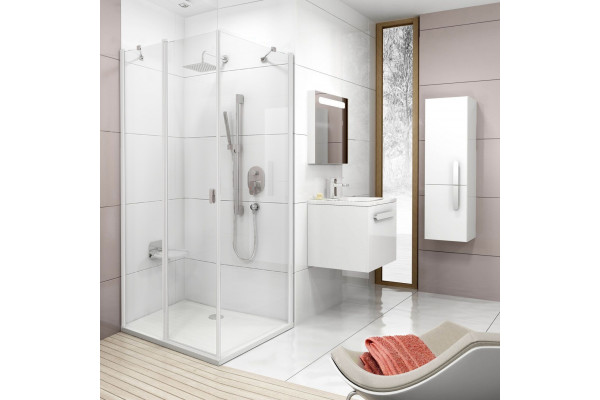 Душевой уголок Ravak CRV2-80+CPS-100 Transparent, профиль белый, прямоугольный, двери распашные