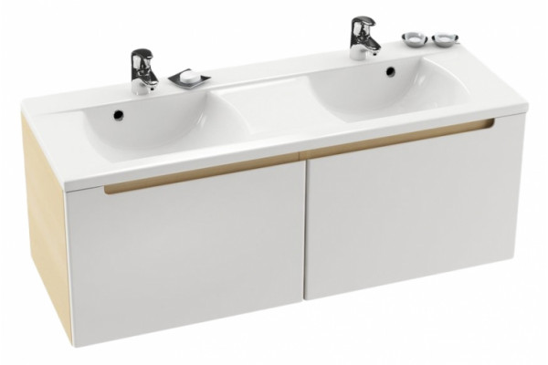 Тумба для комплекта Ravak Classic 130 белая/береза с ящиками, подвесная