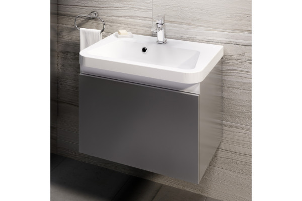 Тумба с раковиной Ravak SD 10° 55 серая, с ящиками, подвесная