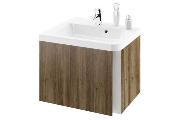 Тумба с раковиной Ravak SD 10° 55 темный орех L, угловая, левая