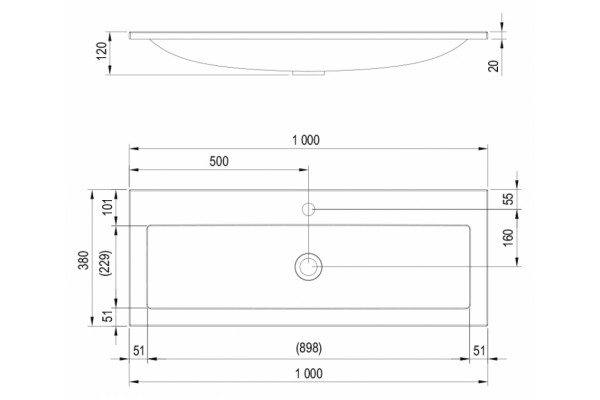 Мебельная раковина Ravak Clear 100 цвет белый, на тумбу, прямоугольная