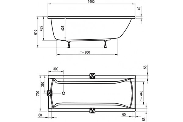 Акриловая ванна Ravak Classic CA81000000 140x70 прямоугольная, пристенная