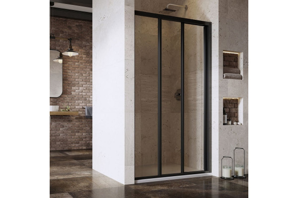 Душевая дверь в нишу Ravak Supernova ASDP3-120 Transparent, 200, профиль черный, раздвижная, стекло прозрачное
