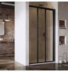 Душевая дверь в нишу Ravak Supernova ASDP3-110 Transparent, 200, профиль черный, раздвижная, стекло прозрачное