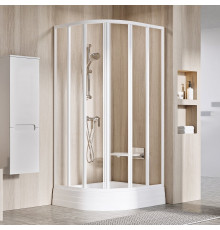 Душевой уголок Ravak Supernova SKKP6-90 195 Transparent, профиль белый, четверть круга, двери раздвижные