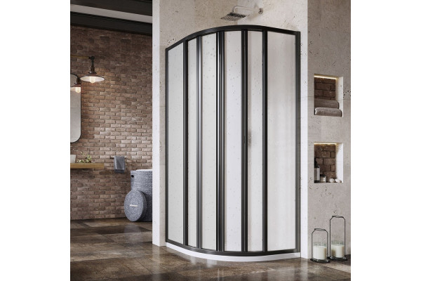 Душевой уголок Ravak Supernova SKKP6-80 195 Pearl, профиль черный, четверть круга, двери раздвижные