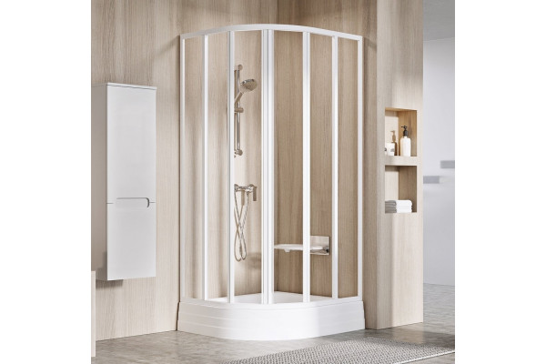 Душевой уголок Ravak Supernova SKKP6-80 195 Transparent, профиль белый, четверть круга, двери раздвижные