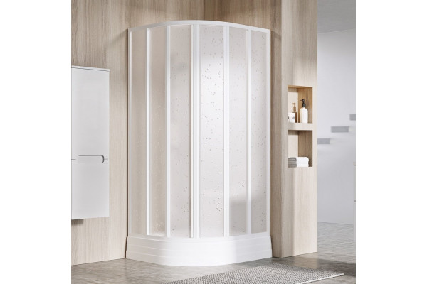 Душевой уголок Ravak Supernova SKKP6-80 195 Pearl, профиль белый, четверть круга, двери раздвижные
