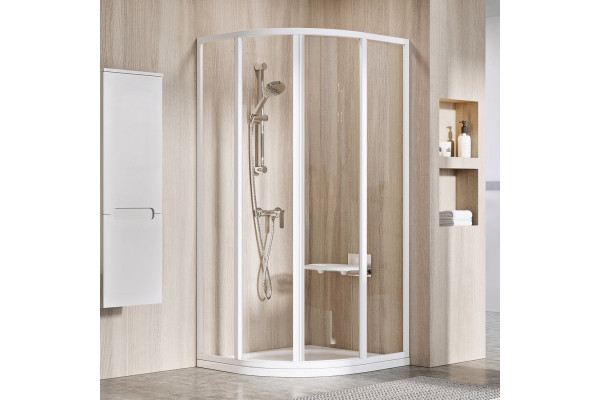 Душевой уголок Ravak Supernova SKCP4-90 195 Transparent, профиль белый, четверть круга, двери раздвижные