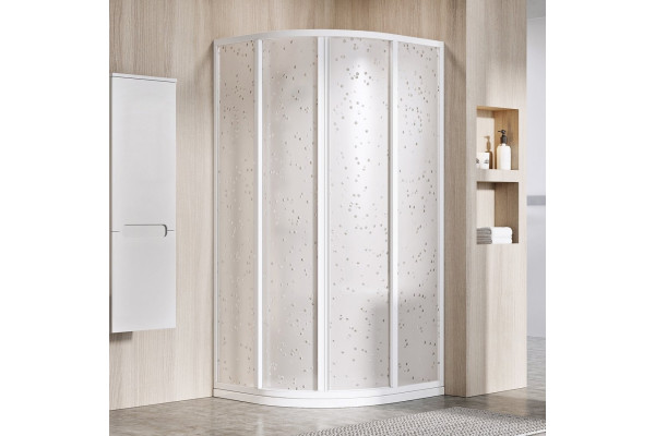Душевой уголок Ravak Supernova SKCP4-90 195 Pearl, профиль белый, четверть круга, двери раздвижные