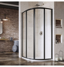 Душевой уголок Ravak Supernova SKCP4-80 195 Transparent, профиль черный, четверть круга, двери раздвижные