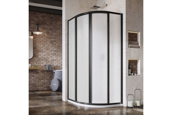 Душевой уголок Ravak Supernova SKCP4-80 195 Pearl, профиль черный, четверть круга, двери раздвижные