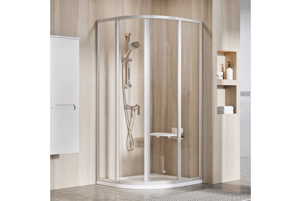 Душевой уголок Ravak Supernova SKCP4-80 195 Transparent, профиль сатин, четверть круга, двери раздвижные