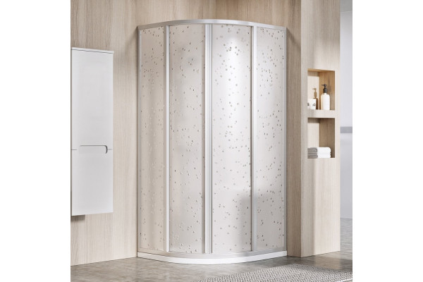 Душевой уголок Ravak Supernova SKCP4-80 195 Pearl, профиль сатин, четверть круга, двери раздвижные
