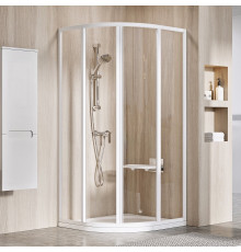 Душевой уголок Ravak Supernova SKCP4-80 195 Transparent, профиль белый, четверть круга, двери раздвижные