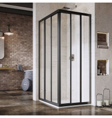 Душевой уголок Ravak Supernova ASRV3-90 Transparent, профиль черный, квадратный, двери раздвижные