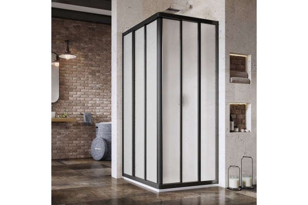 Душевой уголок Ravak Supernova ASRV3-80 Pearl, профиль черный, квадратный, двери раздвижные