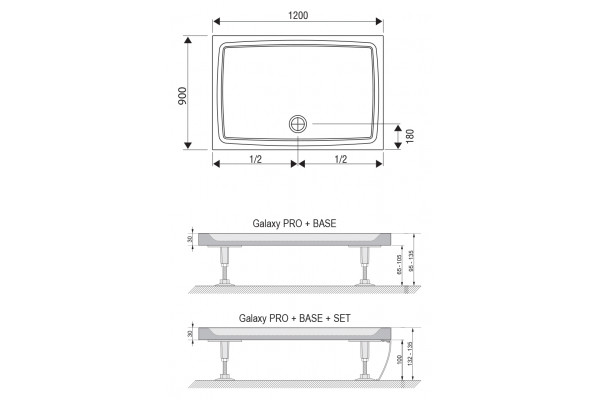 Поддон для душа Ravak Gigant Pro 120х90 Flat прямоугольный, низкий