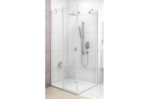 Душевой уголок Ravak CRV2-80+CPS Transparent, профиль белый, квадратный, двери распашные