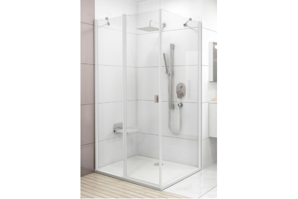 Душевой уголок Ravak CRV2-100+CPS Transparent, профиль белый, прямоугольный, двери распашные