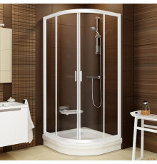 Душевой уголок Ravak BLCP4-80 Transparent, белый профиль, четверть круга, двери раздвижные
