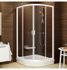 Душевой уголок Ravak BLCP4-90 Transparent, профиль белый, четверть круга, двери раздвижные