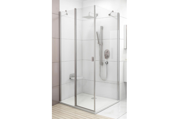 Душевой уголок Ravak CRV2-90+CPS Transparent, профиль блестящий, прямоугольный, двери распашные