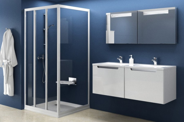 Душевая перегородка Ravak APSS-80 Transparent, профиль белый, стекло прозрачное, с покрытием анти-капля