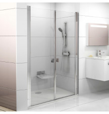 Душевая дверь в нишу Ravak CSDL2-120 Transparent, профиль блестящий, распашная, стекло прозрачное