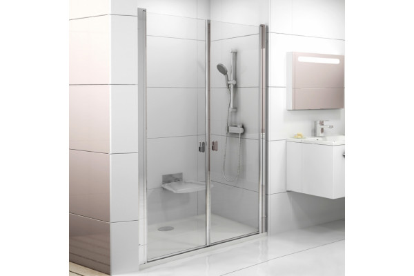 Душевая дверь в нишу Ravak CSDL2-120 Transparent, профиль блестящий, распашная, стекло прозрачное